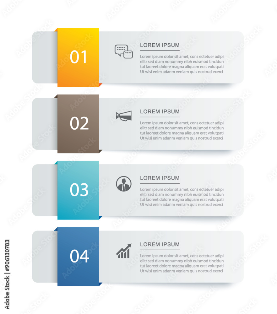 Wall mural 4 data infographics tab paper index template. illustration abstract background.