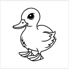 Doodle duck clip art isolated. Hand drawn animal bird icon. Vector stock illustration