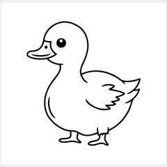 Doodle duck clip art isolated. Hand drawn animal bird icon. Vector stock illustration