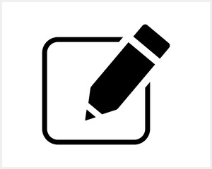 Document with pencil icon isolated. School symbol. Business icon. Checklist document. Vector stock illustration