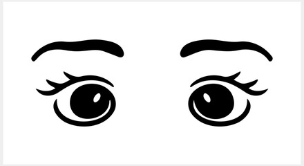 Doodle people eyes clipart. Hand drawn icon. Stencil vector stock illustration