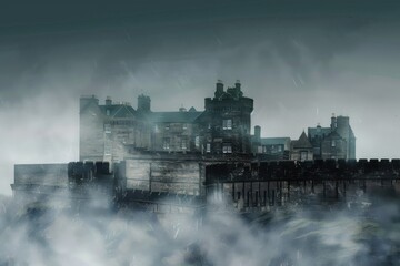 Mysterious Castle in Fog