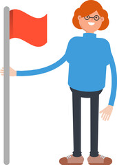 Woman Character Holding Flag
