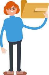 Woman Character Holding Folder
