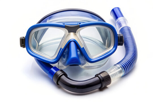 recommend clip art: Blue Diving Mask and Snorkel on White Background.