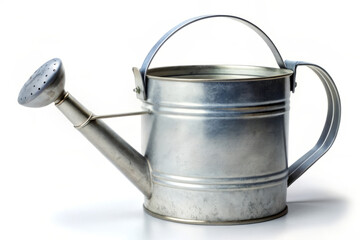 Metal Watering Can on White Background.