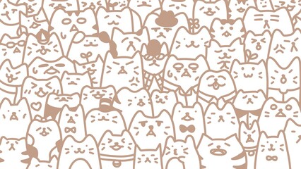 Cute cat background and wallpaper (white-brown)