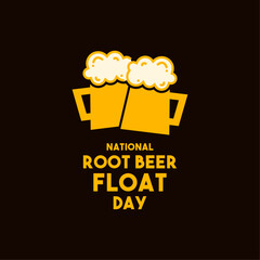 National Root Beer Float Day. August 6. Flat design vector. Two glasses of root beer.