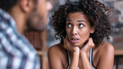 Tense Moment of Deceit: Person Caught Lying with Shocked Reaction