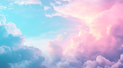 Dreamy Ethereal Dreamcore Sky with Colorful Pastel Clouds Creating a Magical and Serene Atmosphere. A Captivating Display of Dreamcore Aesthetic in the Sky.