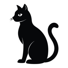 Cat Silhouette Vector Illustration  Elegant Black Feline Design.