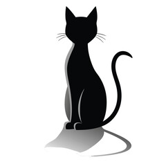Cat Silhouette Vector Illustration  Elegant Black Feline Design.