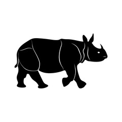 Vector solid black icon for Rhinoceros