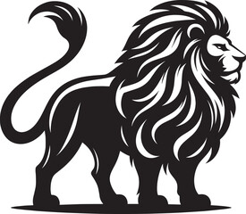 Lion Silhouette isolated on white background Minimalist lion vector shape icon