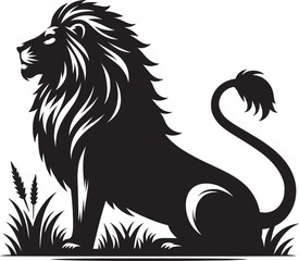 Lion Silhouette isolated on white background Minimalist lion vector shape icon