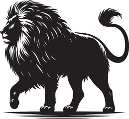 Lion Silhouette isolated on white background Minimalist lion vector shape icon