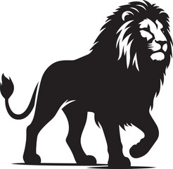 Lion Silhouette isolated on white background Minimalist lion vector shape icon