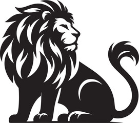 Lion Silhouette isolated on white background Minimalist lion vector shape icon
