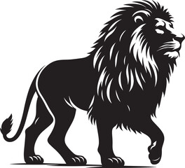 Lion Silhouette isolated on white background Minimalist lion vector shape icon