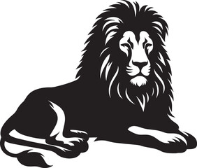 Lion Silhouette isolated on white background Minimalist lion vector shape icon