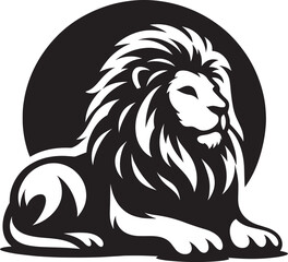Lion Silhouette isolated on white background Minimalist lion vector shape icon