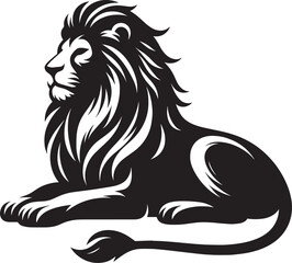 Lion Silhouette isolated on white background Minimalist lion vector shape icon