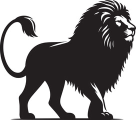 Lion Silhouette isolated on white background Minimalist lion vector shape icon