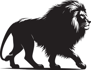 Lion Silhouette isolated on white background Minimalist lion vector shape icon