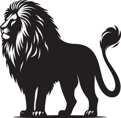Lion Silhouette isolated on white background Minimalist lion vector shape icon