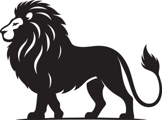 Lion Silhouette isolated on white background Minimalist lion vector shape icon
