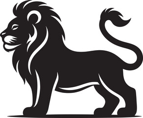 Lion Silhouette isolated on white background Minimalist lion vector shape icon