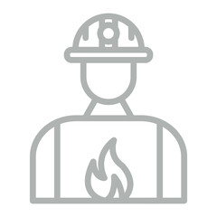 Fireman Vector Line Grey Icon Design
