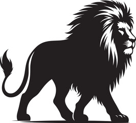 Lion Silhouette isolated on white background Minimalist lion vector shape icon