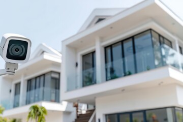 Obraz premium Ultramodern homes equipped with supernatural security features like biometric locks and smart cameras offer unparalleled protection