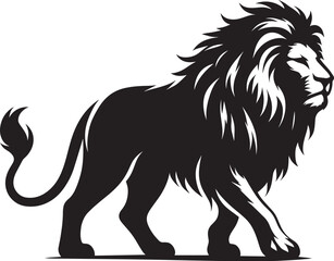 Lion Silhouette isolated on white background Minimalist lion vector shape icon