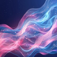 Fototapeta premium Abstract Wave Background with Gradients of Blue and Pink, Sparkling Effects for a Dynamic Visual Impact