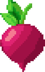 Fototapeta premium A pixelated image of a red radish with green leaves