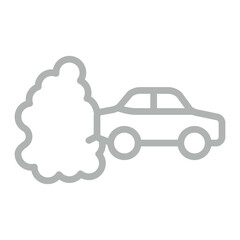 Car Pollution Vector Line Grey Icon Design