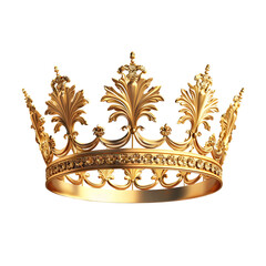 king gold crown transparent on white background,generative ai