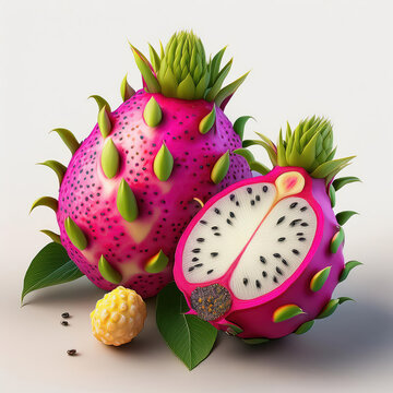 3d render of a pitayas and slice piece