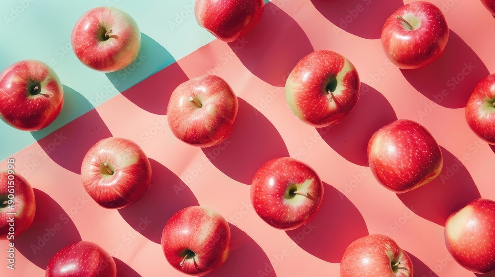 Aufkleber Arranging Apples on Colored Background for Display