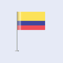 Isolated Colombia Table Flag on Pole, Colombian Flag Vector Design for Print and Web