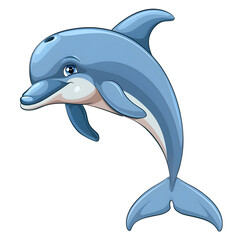 Fototapeta premium dolphin jumping out of water on white background,generative ai