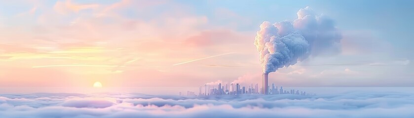 City Skyline Above Clouds at Sunrise