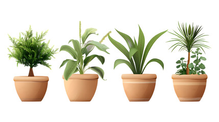 Obraz premium potted plants with green leaves in white ceramic pot isolated on transparent white background,generative ai