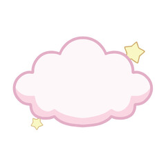 Cute pink cloud vector isolated on white background