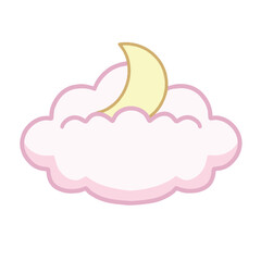 Cute pink cloud vector isolated on white background
