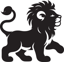 Baby Lion Silhouette isolated on white background Minimalist lion vector shape icon