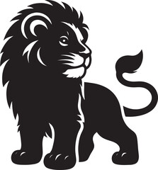 Baby Lion Silhouette isolated on white background Minimalist lion vector shape icon