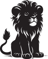 Baby Lion Silhouette isolated on white background Minimalist lion vector shape icon
